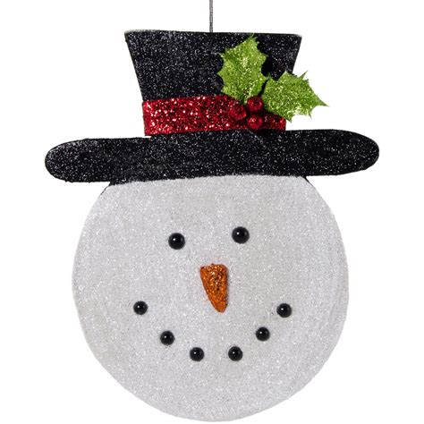 9 Glitter Snowman Head Ornament 81875a