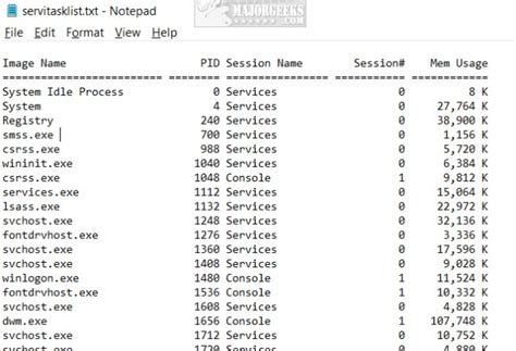 How To Export A List Of Running Processes In Windows Majorgeeks