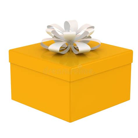 Yellow Gift Box With Blue Bow Ribbon 3d Icon Vector Illustration