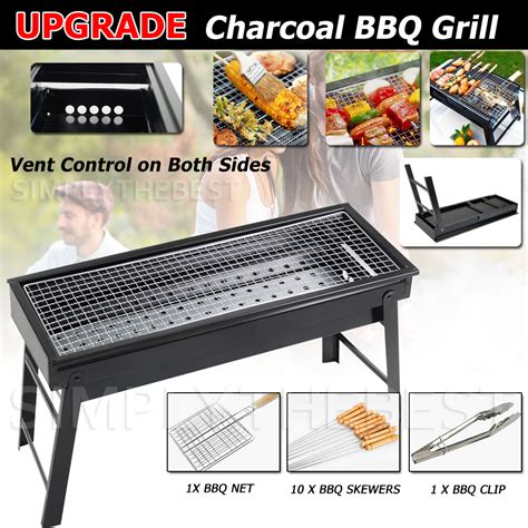 Foldable Bbq Charcoal Grill Portable Outdoor Hibachi Camping Barbecue Large Set Ebay