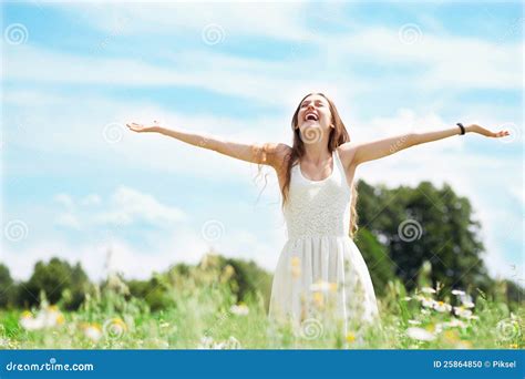 Woman With Arms Outstretched Stock Photo Image