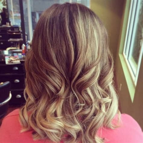 Brown And Blond Medium Shoulder Length Ombré Aveda Stylebykendyl