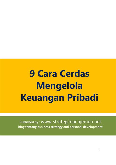 Buku 9 Cara Cerdas Mengelola Keuangan Pribadi PDF