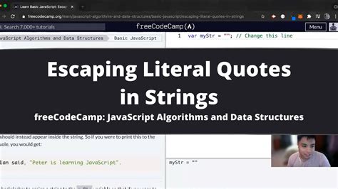 Escaping Literal Quotes In Strings Basic Javascript Freecodecamp