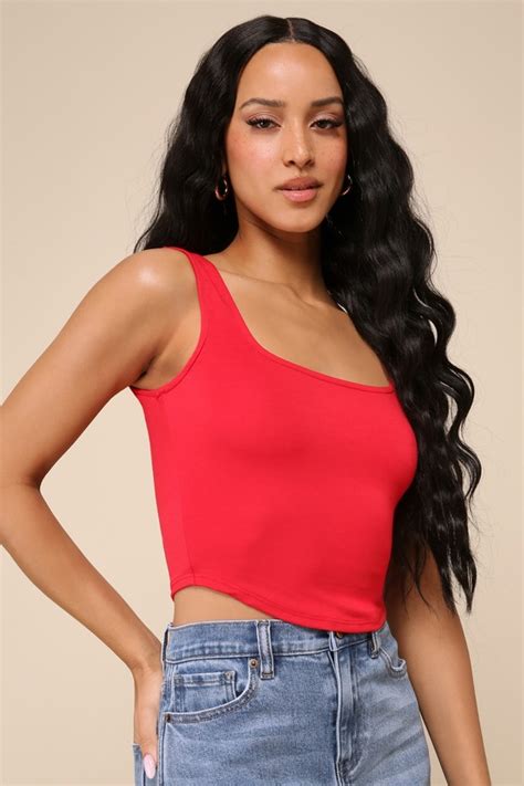 Red Orange Tank Top Cropped Tank Top Square Neck Tank Top Lulus