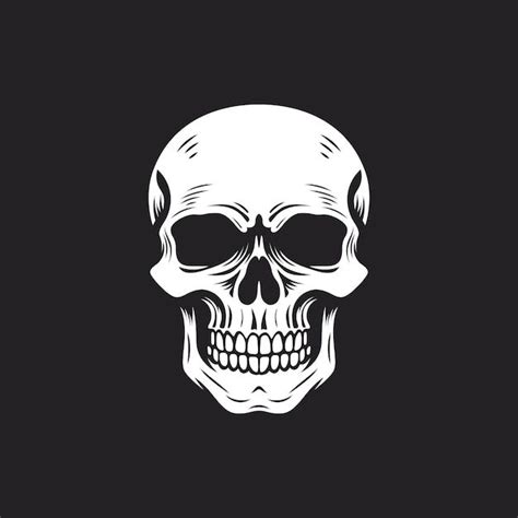 Premium Vector | Monochrome illustration of skull logo vector on black ...