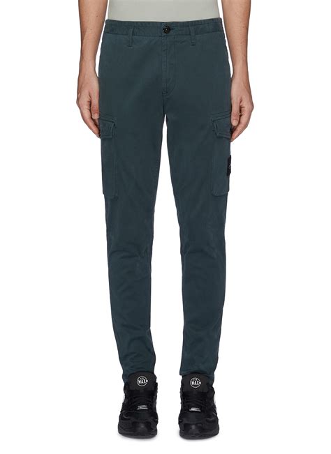 Stone Island Tapered Gabardine Cargo Pants In Dark Sage Green