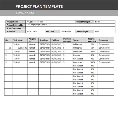 Project Plan Template [Word] - Zippia