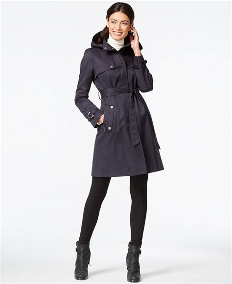 Dkny Hooded Belted Trench Coat 220 Macy S Lookastic