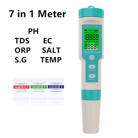 7 In 1 LCD Display PH Meter Type Water Quality Tester Digital