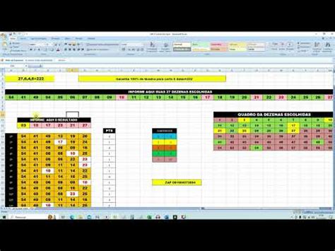 Planilha Mega Sena 27 Dezenas Garantia De Quadra Acertando 6 YouTube