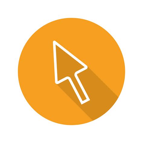 Cursor Flat Linear Long Shadow Icon Computer Mouse Arrow Vector