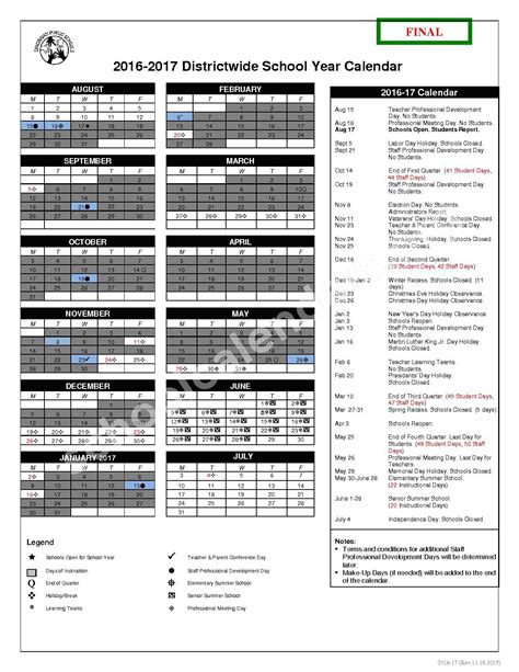 2016 - 2017 CPS Calendar | Cincinnati Public Schools – Cincinnati, OH