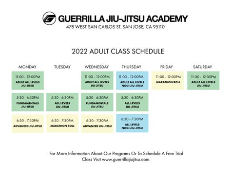 Schedule of Jiu-Jitsu Classes | San Jose - Guerrilla Jiu-Jitsu