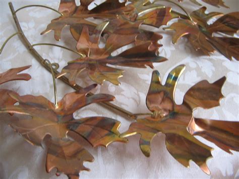 Vintage Metal Leaves Wall Art Copper Brass Maple Leaf Etsy