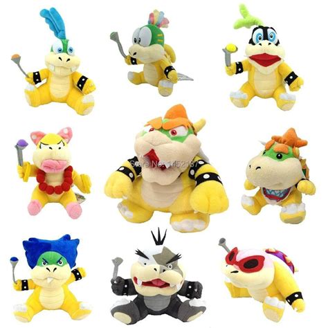 9x Super Mario Bros Plush King Bowser Kids Koopalings Koopa Baby Bowser