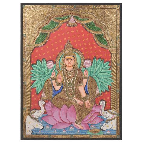 Lotus Lakshmi Tanjore Paintings With Frame