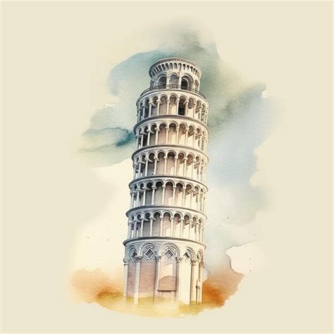 Una Pintura De Acuarela De La Torre Inclinada De Pisa Foto Premium