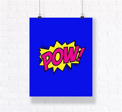 Pow Action Callout Customizable Comic Book Illustration Etsy Comic