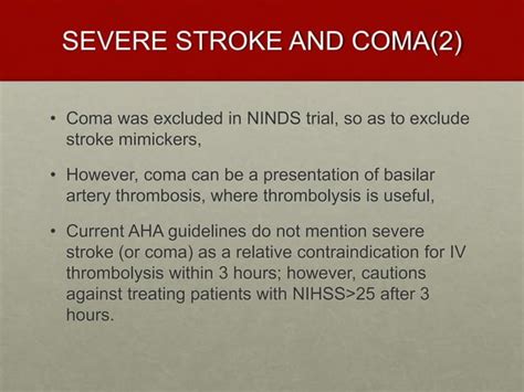 Relative Contraindications For Thrombolysis In Acute Ischemic Stroke Ppt