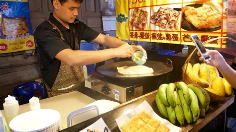 Thai Pancake Banana Durian Mango And Egg Thailand Street Food Kzone Youtube