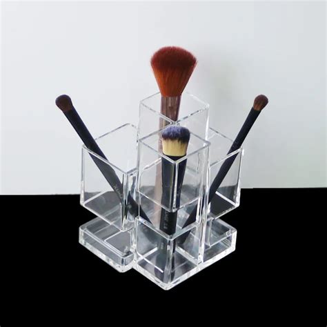 4 Slots Clear Makeup Brush Storage Shelf Cosmetic Brush Rack Acrylic