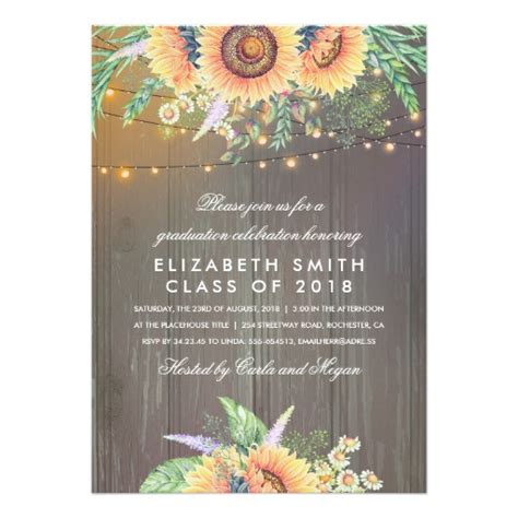 Sale 50 Off Sunflower Rustic String Lights Graduation Party Card