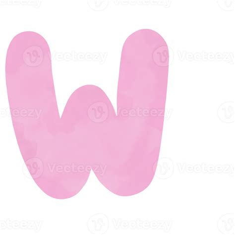 Letter W Pink Watercolor Pattern Hand Drawn 24796622 Png