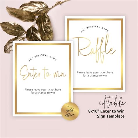 Enter To Win Raffle Template Etsy