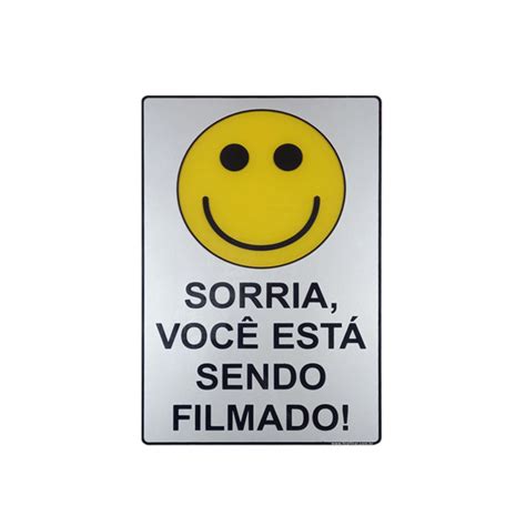 Placa Sinalização Sorria você Está Sendo Filmado 15x23Cm Adesiva