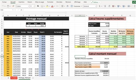 Modèle de planning Excel de calcul d heures de travail gratuit