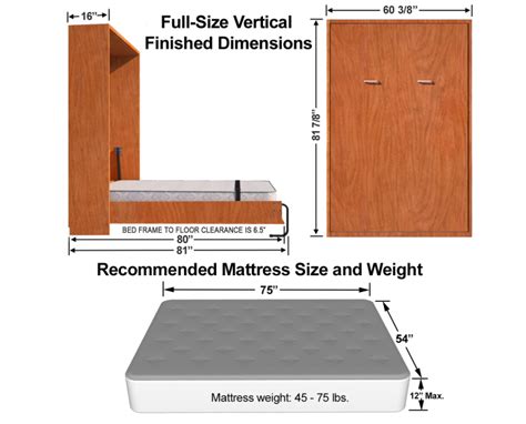 Vertical Full Double Size Kit Easy DIY Murphy Bed