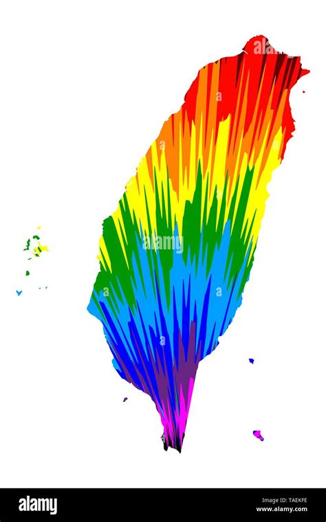 Taiwan Map Is Designed Rainbow Abstract Colorful Pattern Republic Of