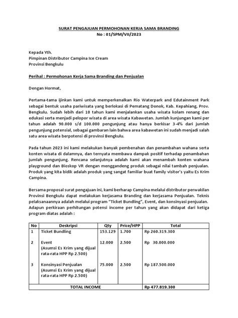 Proposal Pengajuan Kerjasama Branding Campina Pdf