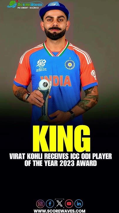 Virat Kohli Receives Icc Odi Player Of The Year 2023 Award Viratkohli Kingkohli Icc Cricket