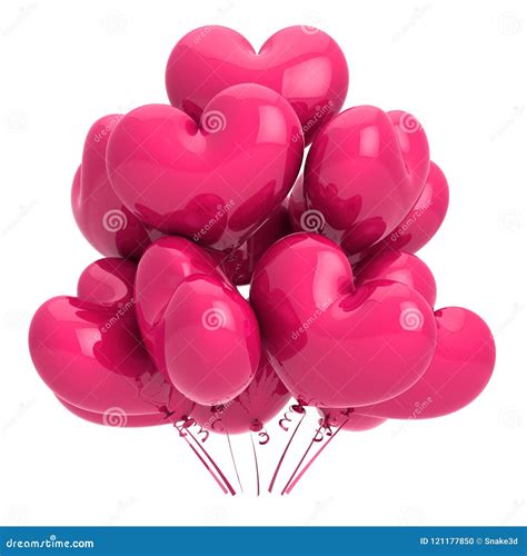 Pink Party Balloons Heart Shaped Glossy Love Helium Balloon Bunch