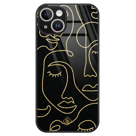 IPhone 14 Glazen Hardcase Abstract Faces Casimoda Nl