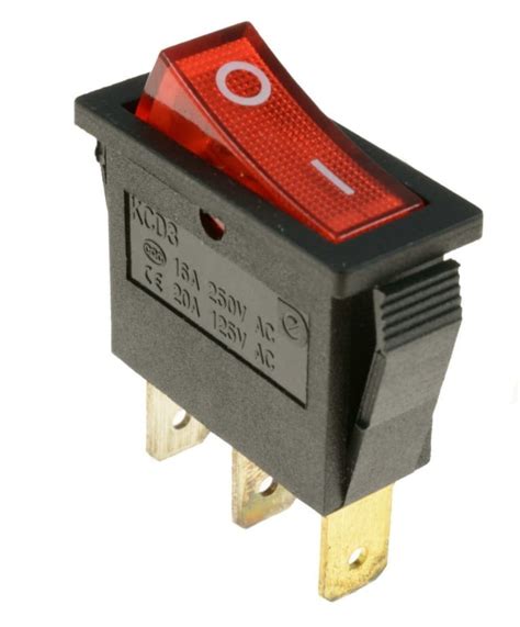 Rocker Switch 15A 250V 20A 125V RED ON OFF ON 3 Pin Walmart