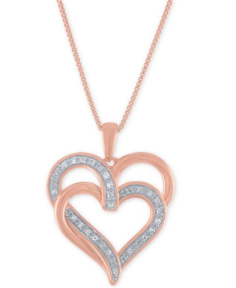 Macys Diamond Overlap Heart 18 Pendant Necklace 110 Ct Tw In