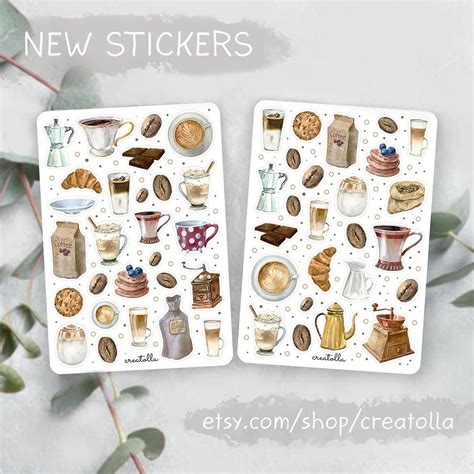 New Great Watercolor Coffee Time Stickers For Coffee Lovers Now