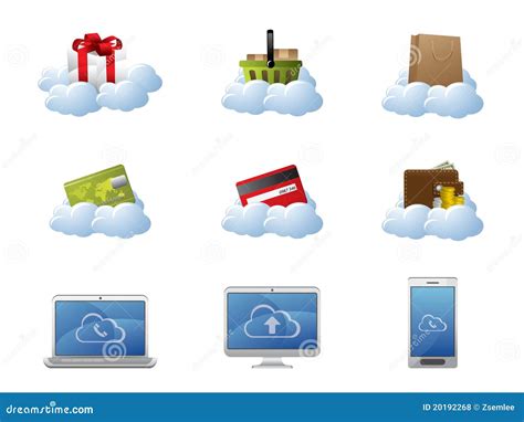 E Commerce In Cloud Computing Stock Vector Illustration Of Control