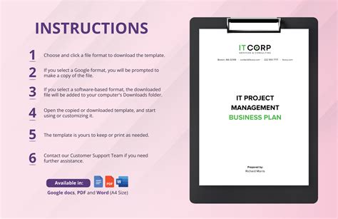 It Project Management Business Plan Template In Word Pdf Google Docs