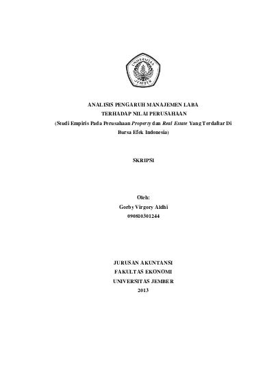 Analisis Pengaruh Manajemen Laba Terhadap Nilai Perusahaan Studi