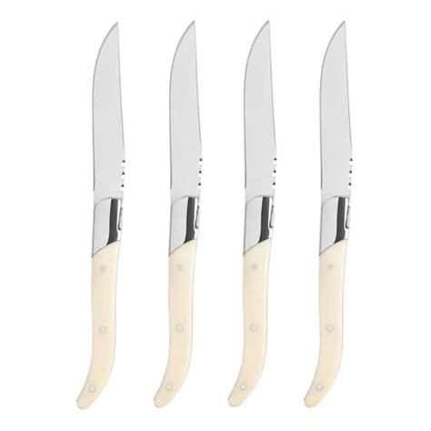 French Home Laguiole Connoisseur Steak Knives With Faux Ivory Handles