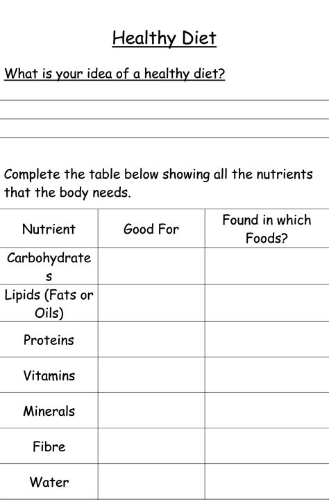 Ks3 Food And Nutrition Worksheets