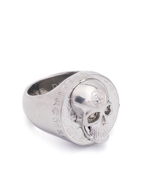 Philipp Plein Ring Mit Totenkopf Silber Farfetch De