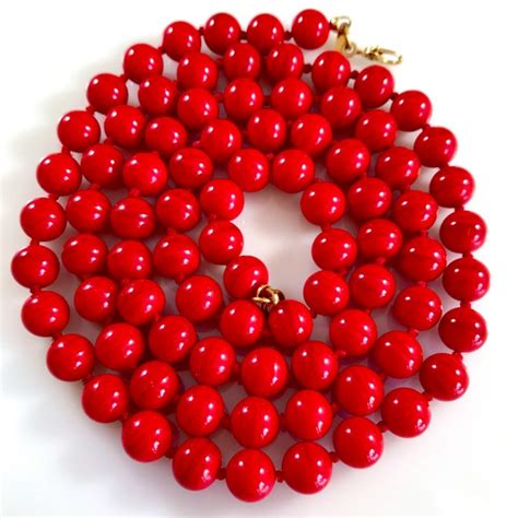 Monet Red Bead Necklace Etsy