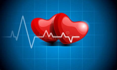 Red Heart With Heart Beat Graph Wallpaper Stock Illustration