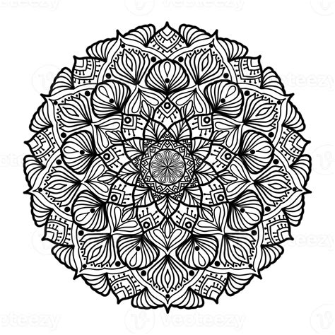 Mandala Black And White Pattern Illustration Mandala Flower Shape Geometric Round Pattern