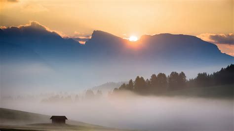 Wallpaper Sunlight Trees Landscape Forest Mountains Sunset